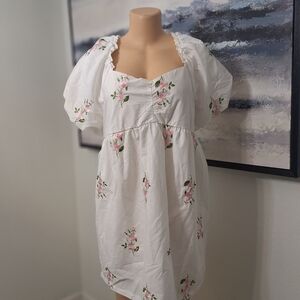 Francesca's Collections White and Pink Floral Mini Dress